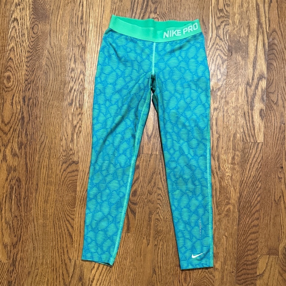 Nike Kids' Blue Green Patterned Leggings size S